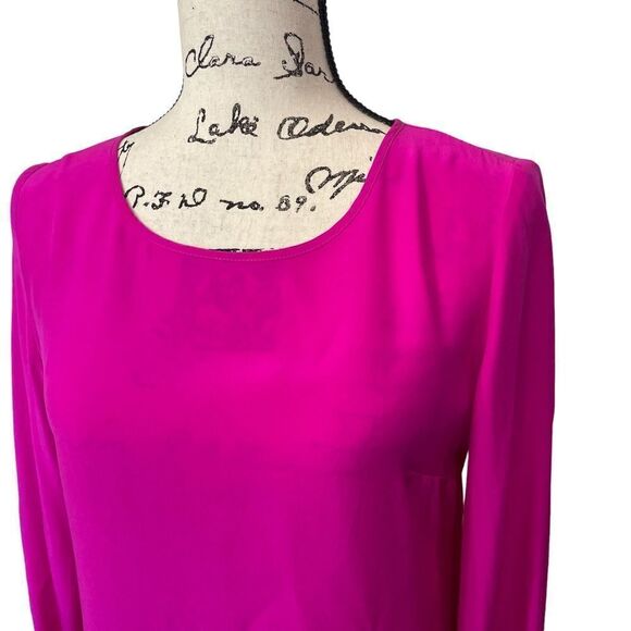Amanda Uprichard Barbie Pink Silk Long Sleeve Sheath Mini Cocktail Dress, Small - Picture 2 of 12